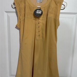 La Belle Tan Pleated Top
